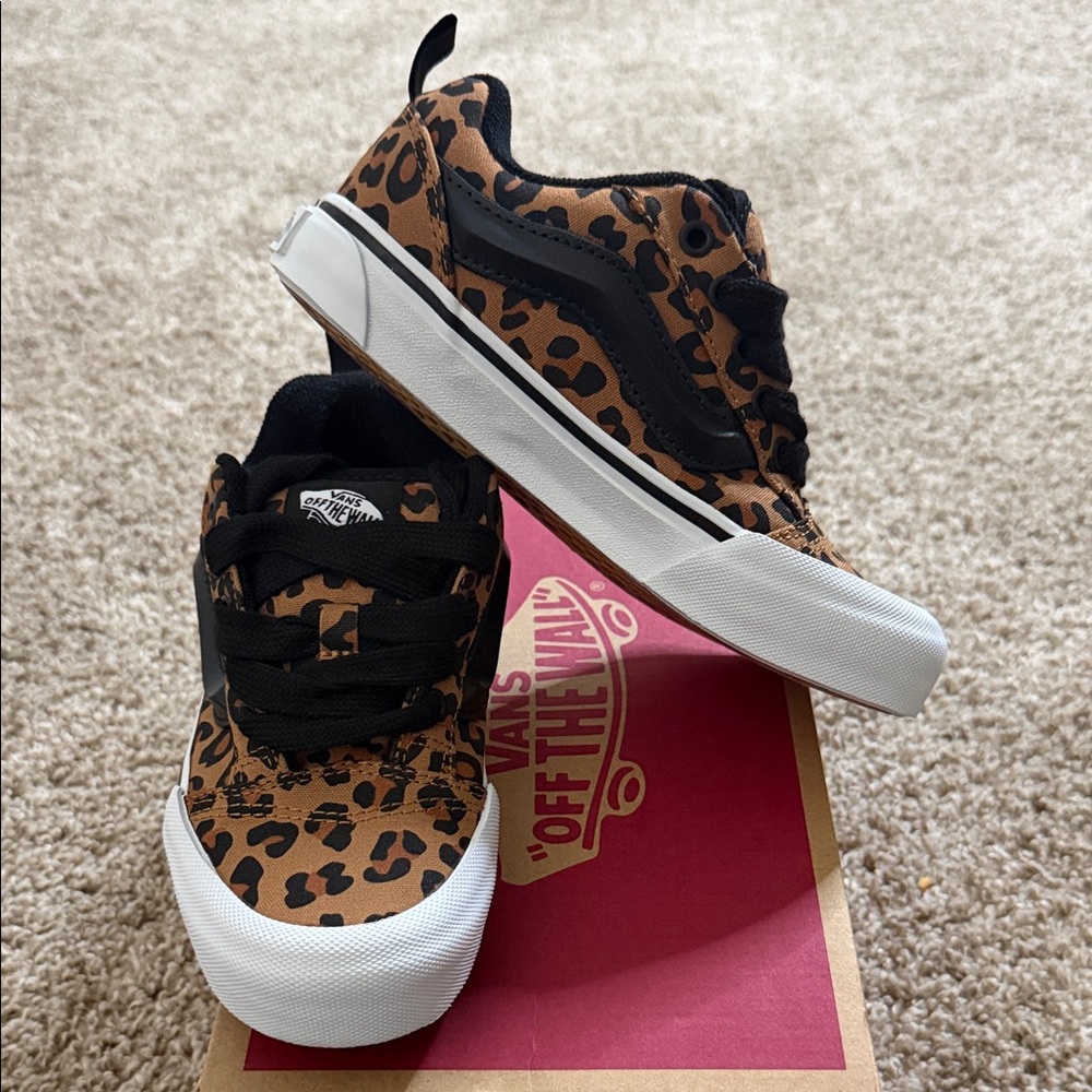 Vans Knu Skool Kids Leopard Black Sneakers Size 1.5 Youth